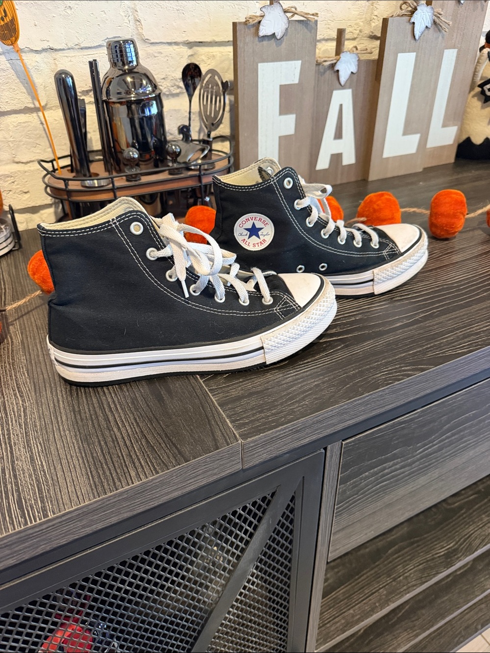 Converse Kids Black and White High-Top Canvas Sneakers - Picture 2 of 6